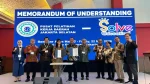 Documentation of the collaboration signing between Solve Education! and PPKD Jakarta Selatan during the Energy Transition Innovation Leadership Forum 2026 in Jakarta on 22 May 2026.